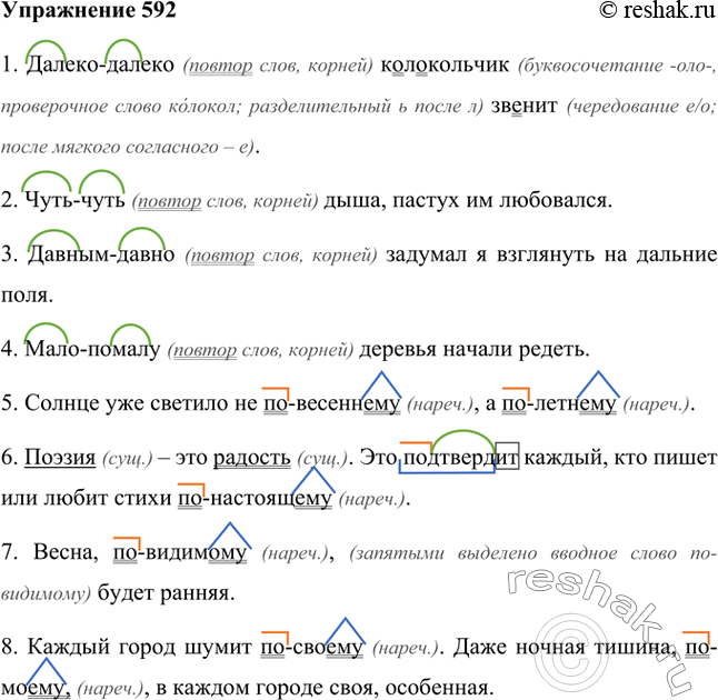 Изображение 1. Запишите, обозначая орфограммы в наречиях.1. Далеко (далеко) колокольчик звенит. (И. Никитин) 2. Чуть (чуть) дыша, пастух им любовался.(И. Крылов) 3. Давным...